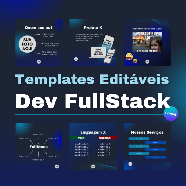 Pacote de Templates - Dev FullStack - Canva - Larissa Ricarte Mota ...