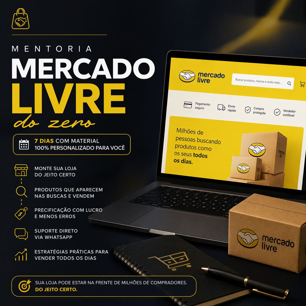 Mentoria Mercado Livre do Zero — 7 Dias com Material 100% Personalizado Para Você