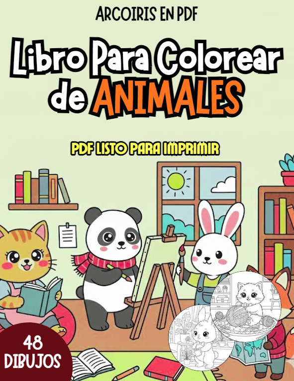 LIBRO PARA COLOREAR EN PDF / COLORING BOOK ANIMALES TIERNOS 48 DIBU...