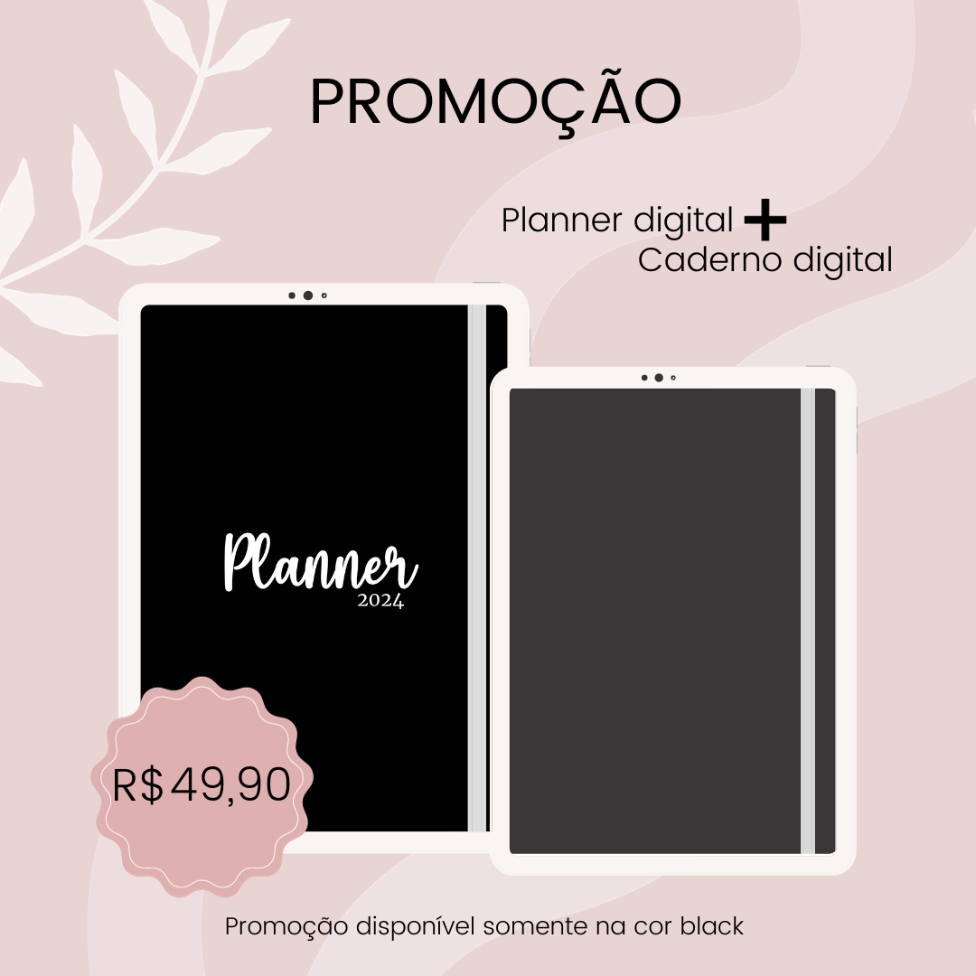 PROMAÇÃO - Planner digital 2024 + Caderno digital cor Black