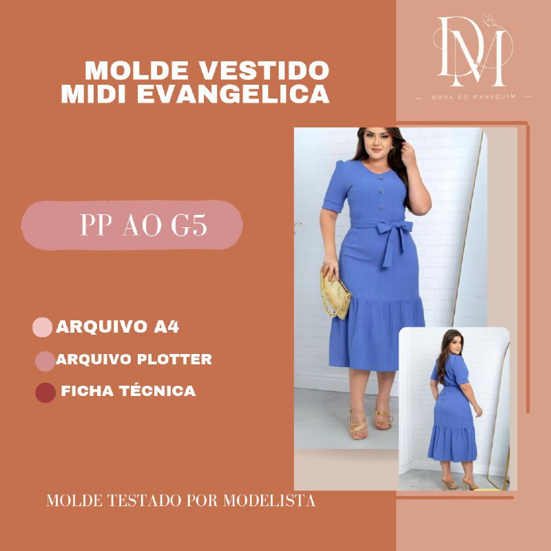 MOLDE VESTIDO MIDI EVANGELICA