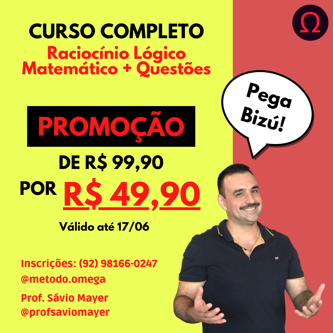 Imagem de capa para o Curso online Curso Completo de Raciocínio Lógico Matemático para Concursos Públicos do Professor Sávio Mayer