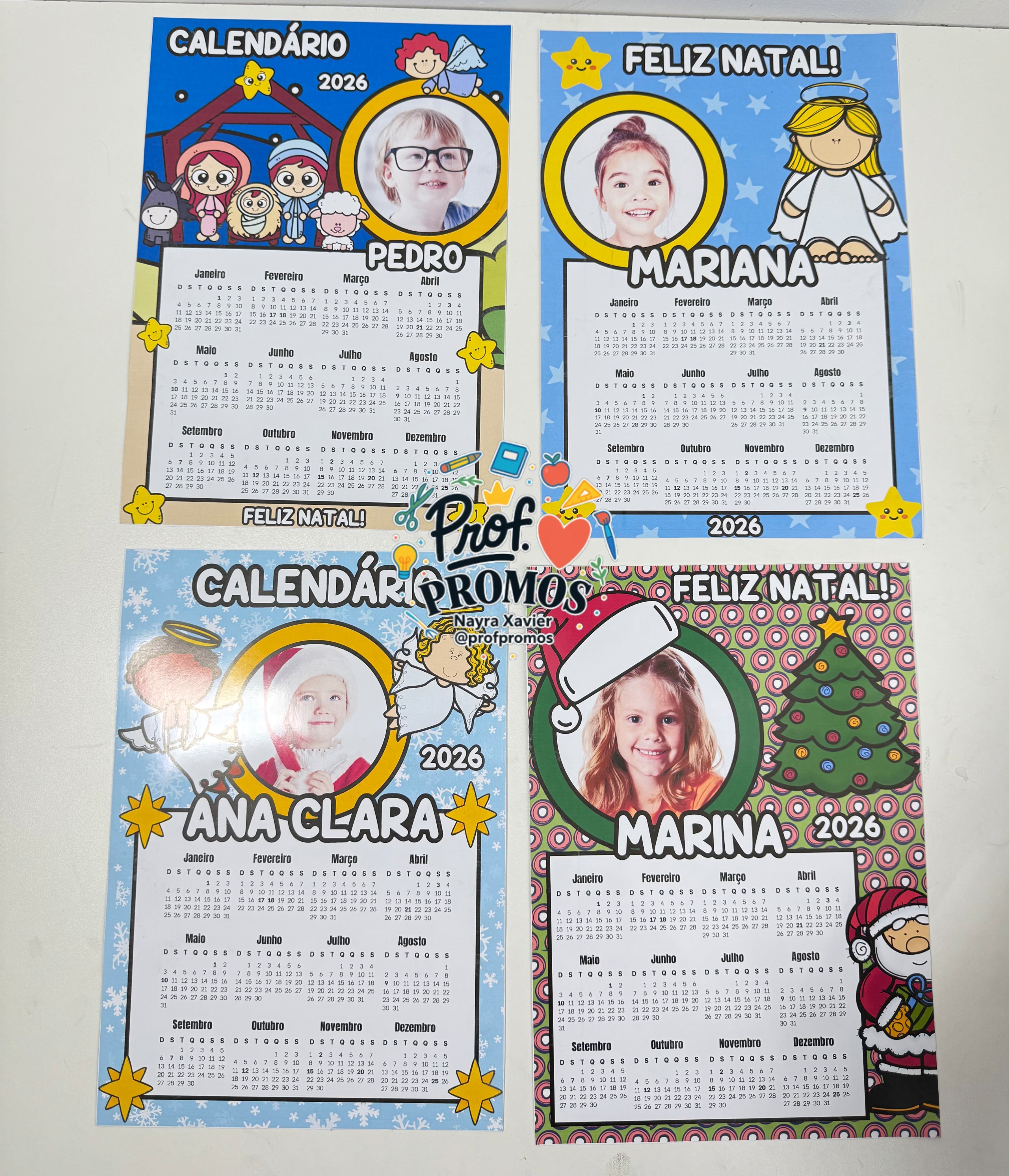 Calendários Natalinos 2026 – Personalizados com foto! ✨