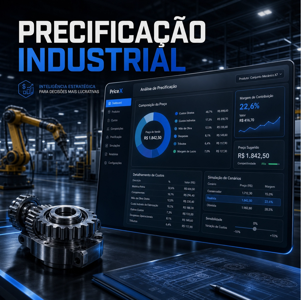Prévia da planilha Dashboard Automático de Precificação Industrial