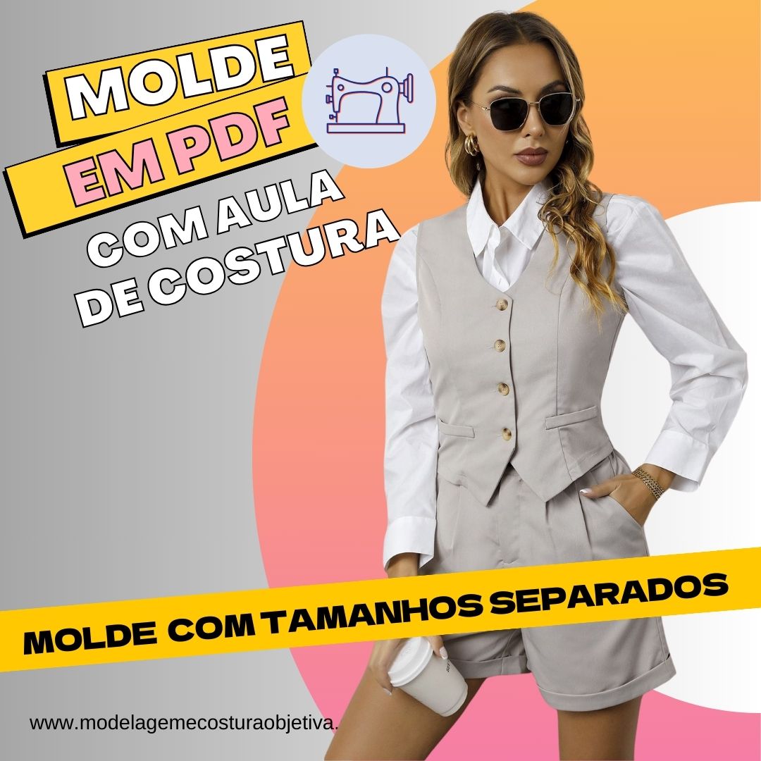 Imagem de capa para o Curso online MOLDE EM PDF - CONJUNTO COLETE E SHORT (2 peças)(COM AULA DE COSTURA)