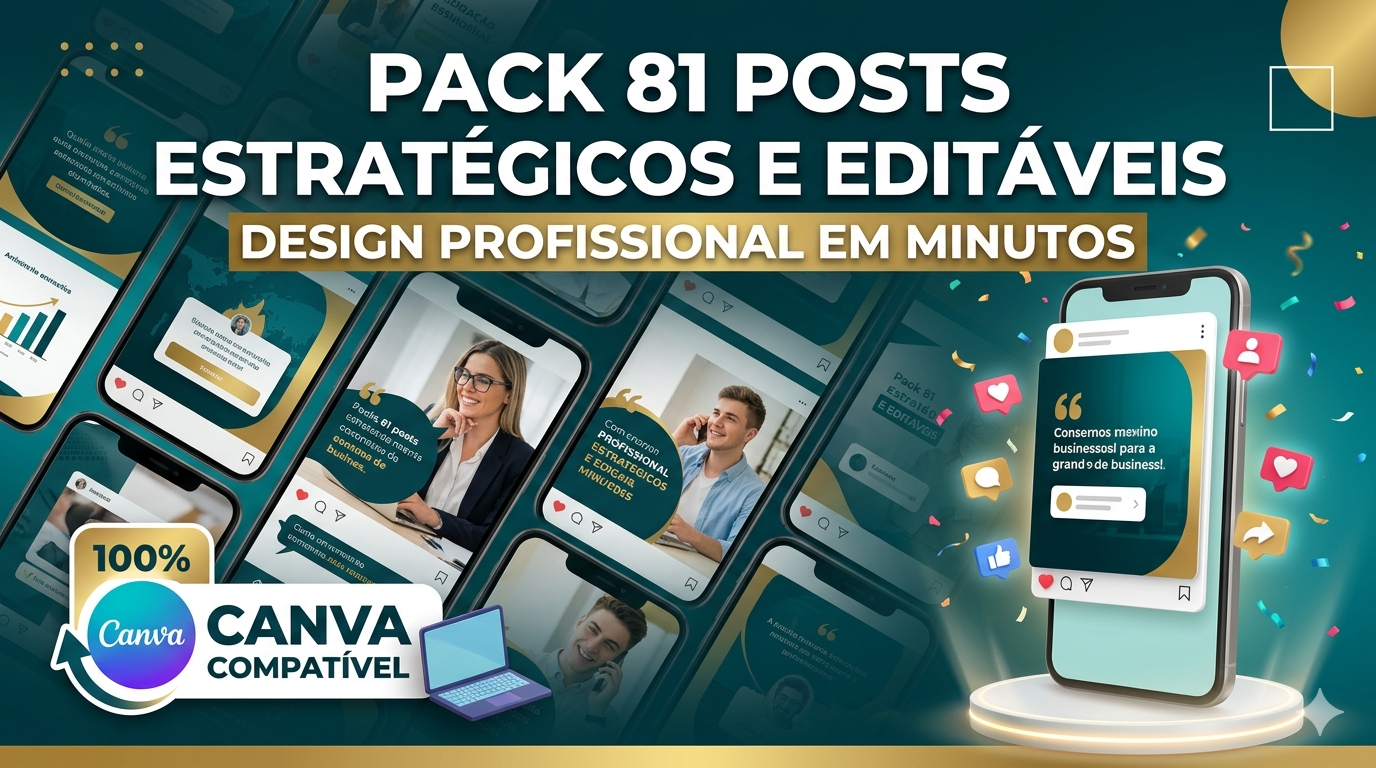 Packs Posts Designs Pack 81 Posts Estratégicos e Editáveis – Design Profissional em Min...