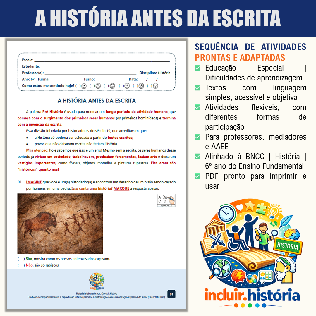 A História antes da escrita | Material Adaptado de História | 6º an...