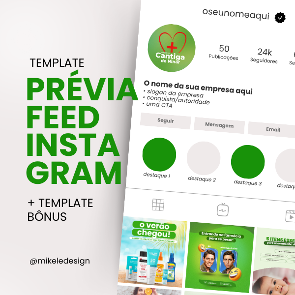 Imagem de capa para o Ebook PRÉVIA FEED INSTAGRAM + BÔNUS