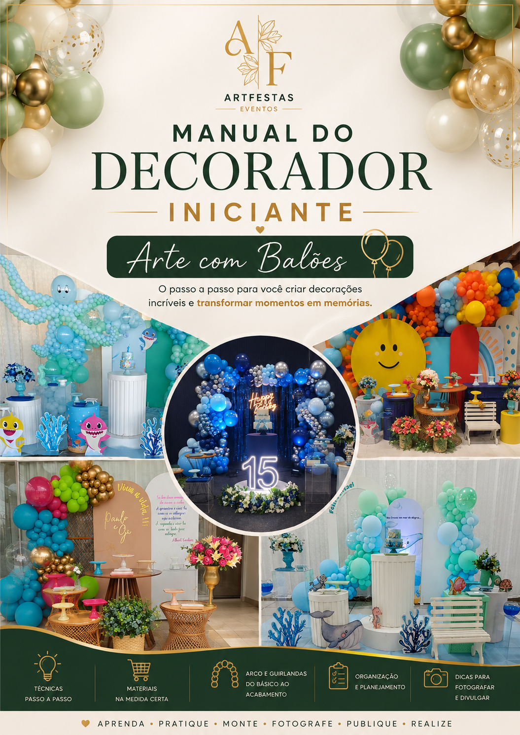 Capa do Manual do Decorador Iniciante - Arte com Balões