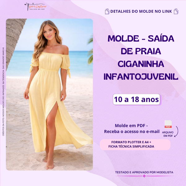 Molde Saída de Praia Ciganinha Infantojuvenil 