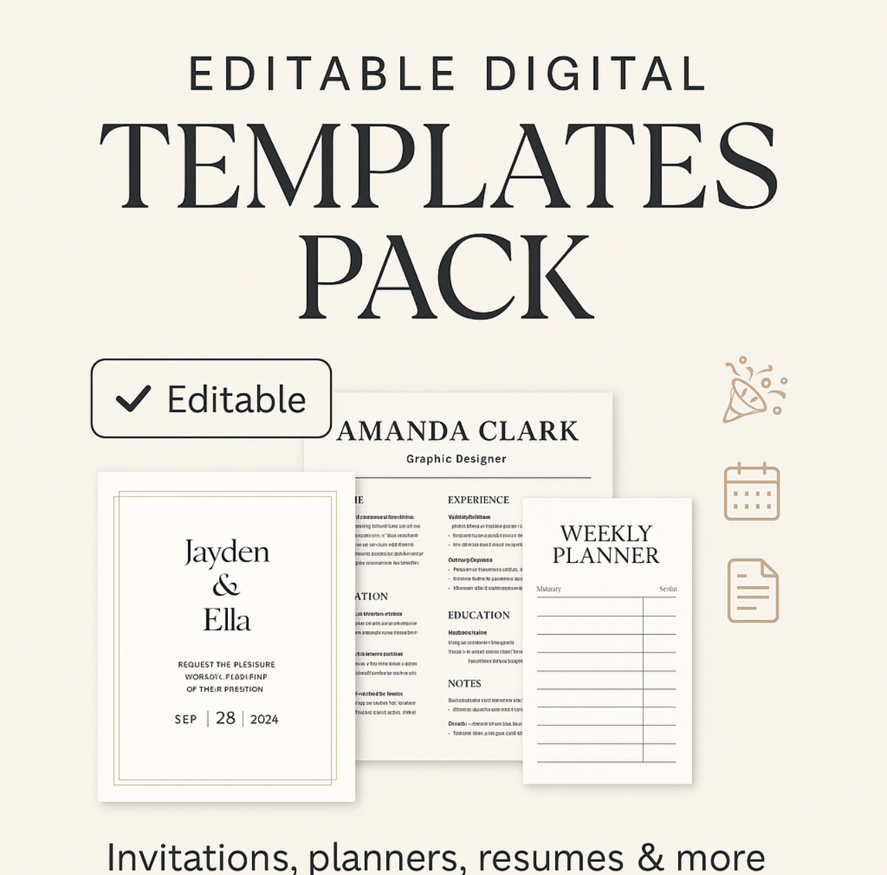 Editable Digital Templates Pack - Design Key | Hotmart