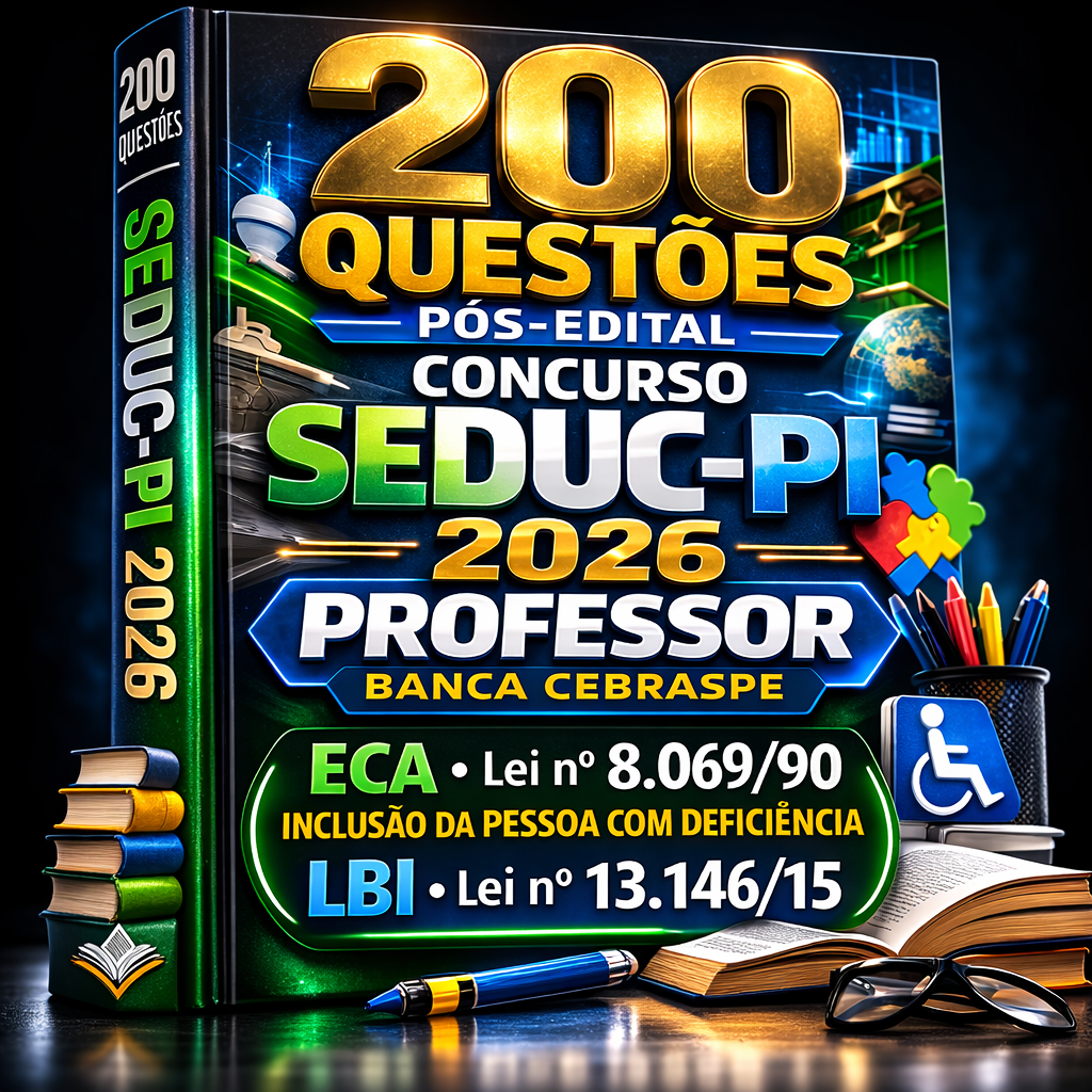 200 Questões Pós-Edital – Concurso SEDUC-PI 2026 – Professor – Banca Cebraspe – (ECA • Lei nº 8.069/90 • Inclusão da Pessoa com Deficiência • LBI • Lei nº 13.146/15)