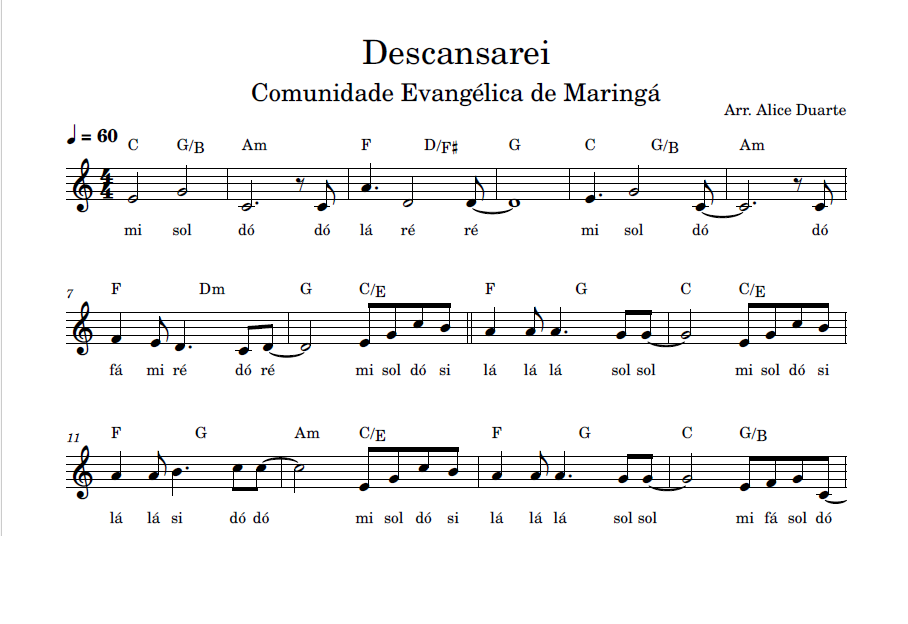 Descansarei Evangélica de Maringá) Partitura Facilitada