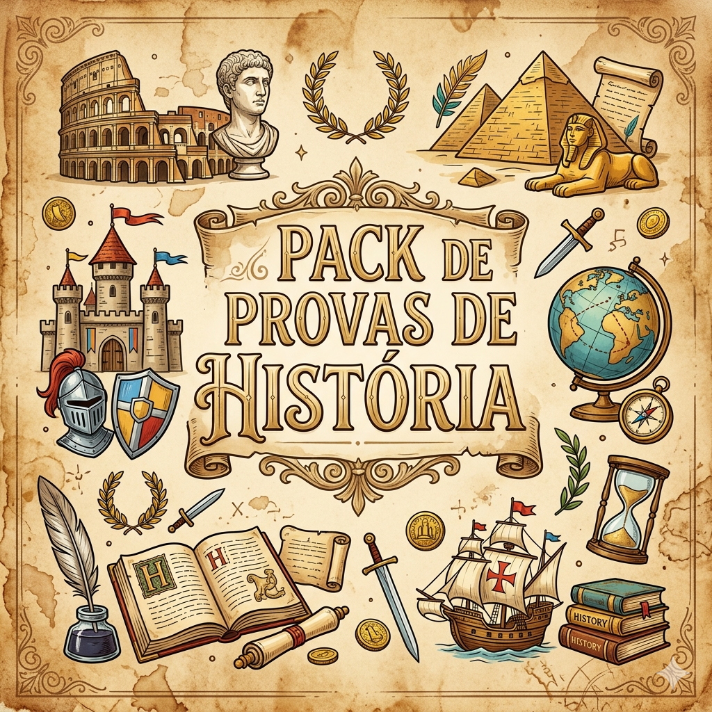 Provas Six Pac Pack de Provas de História Prontas para Imprimir - Carla Beatriz