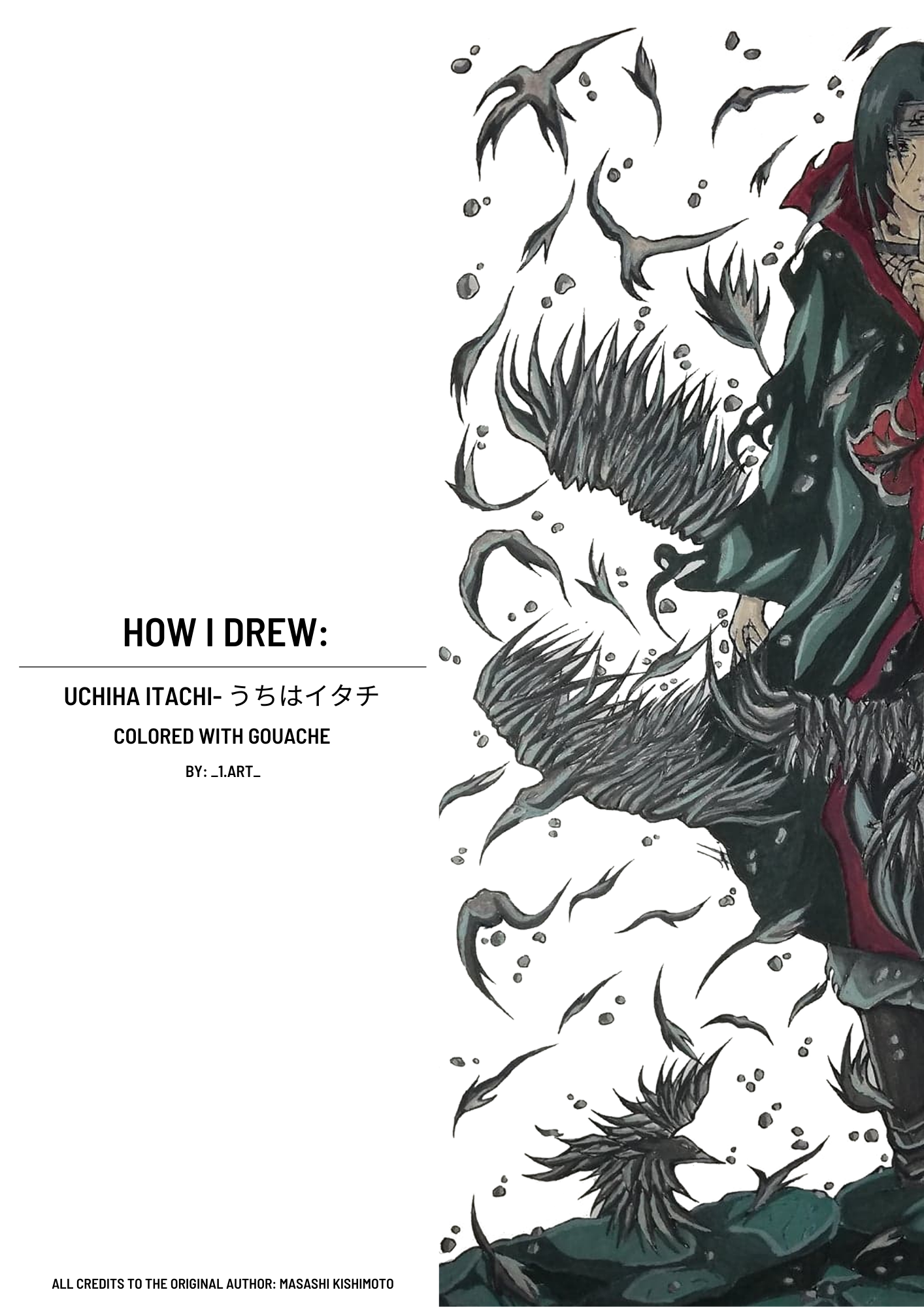 How to paint anime with gouache (Itachi uchiha) Irving Aguirre Rincon