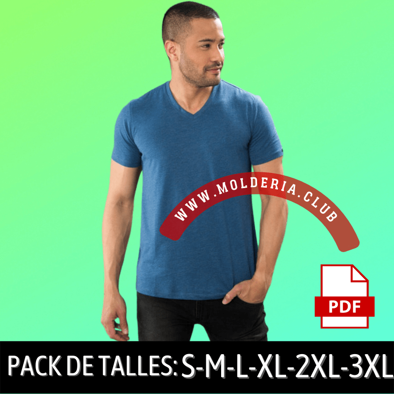 Patrón de Costura de Remera Escote V - Molde Profesional de Camiseta Básica para Hombre