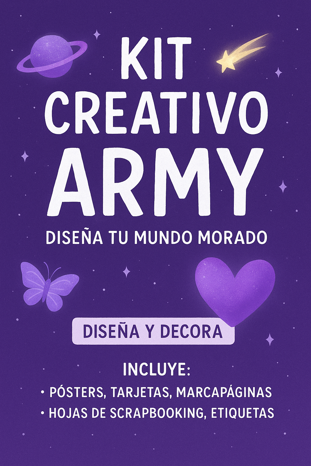 MEGA PACK ARMY - KIT CREATIVO = Diario ARMY Interactivo + 💜Plantillas para imprimir, colorear y pegar en tu habi + Linea de tiempo de BTS + Actividades de Crecimiento Personal + Pósters descargables +Pinta tu concierto ideal y perfecto+Stickers virt