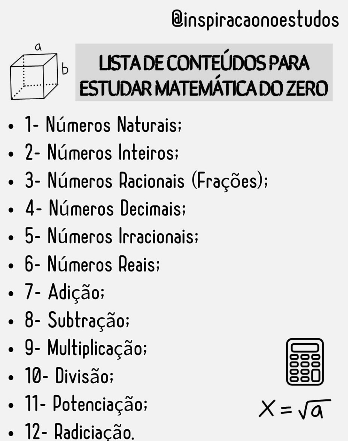 LISTA DE CONTEÚDOS PARA ESTUDAR MATEMÁTICA DO ZERO | Hotmart