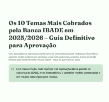 IBADE 2025/2026 – Os 10 Temas Mais Cobrados | Guia Definitivo para Aprovação