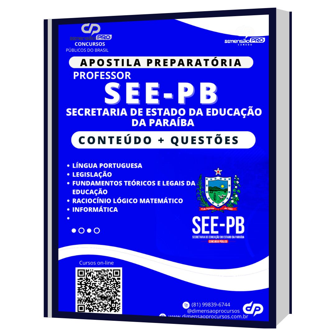 Apostila de Estudos em PDF para o concurso SEE-PB 2025 - Secretaria de educação do estado da Paraíba.