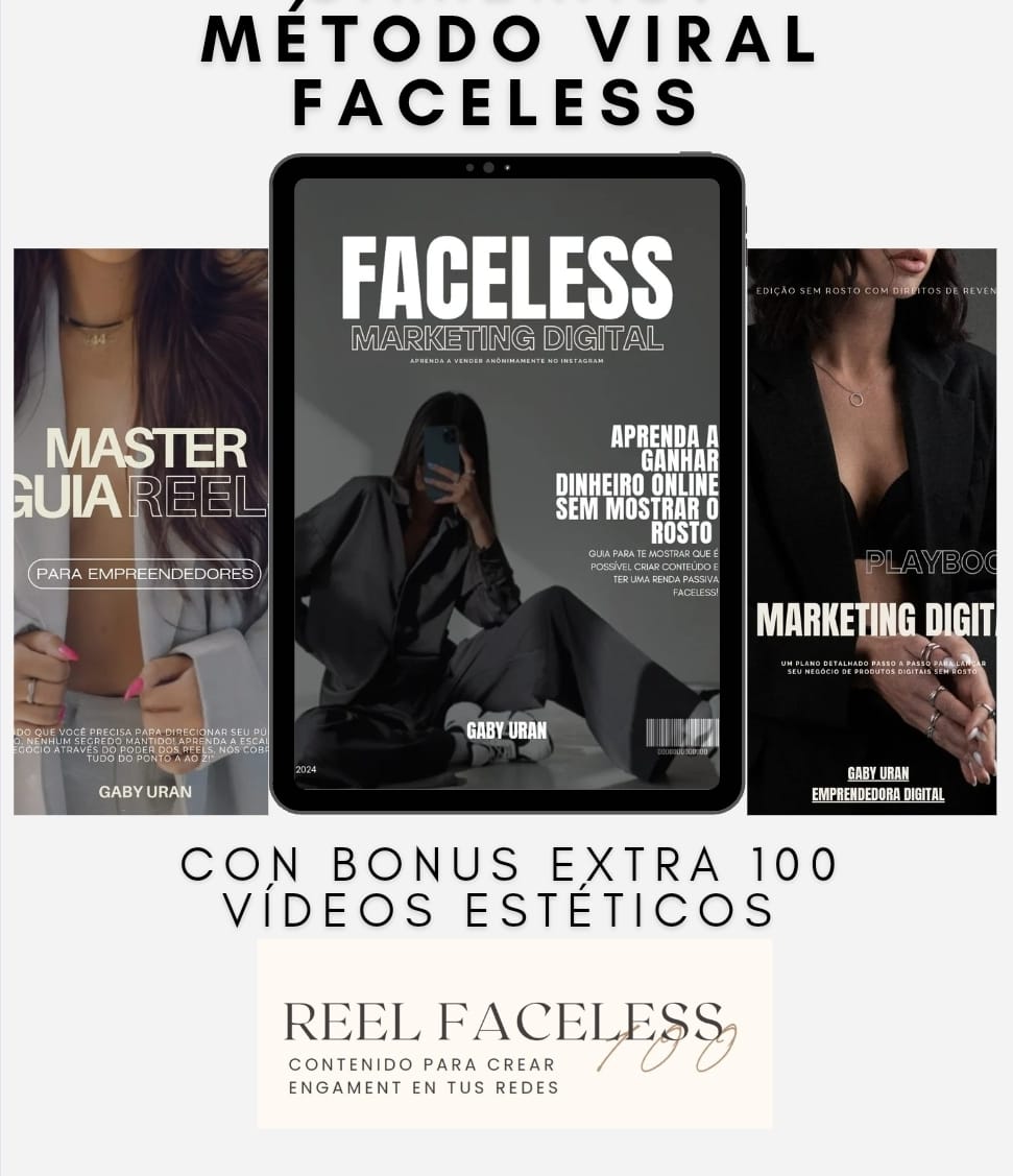 Faceless método viral, pacote de INICIAÇÃO, 5 produtos digitais com ...
