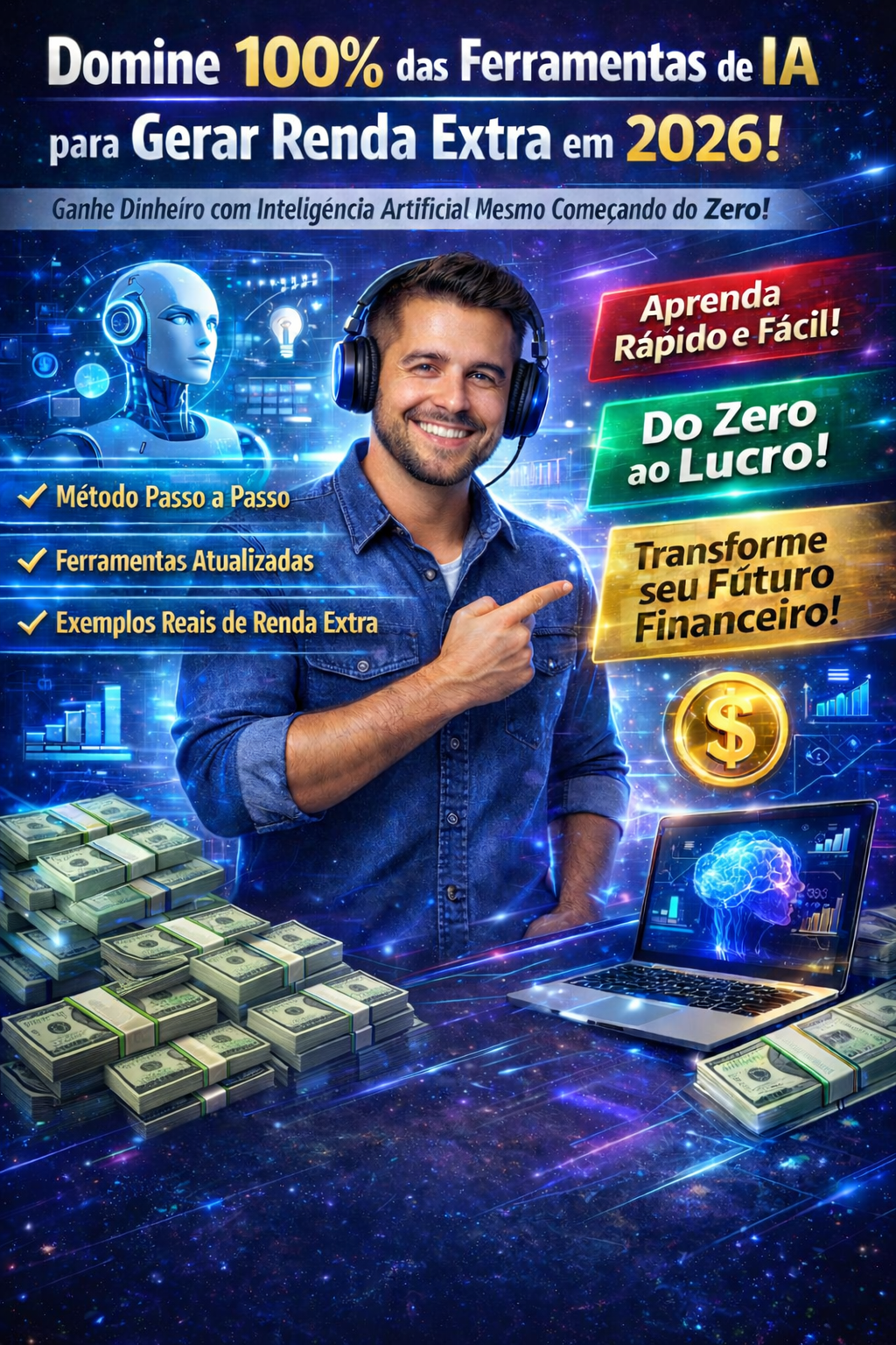 Domine 100% das Ferramentas de IA para Gerar Renda Extra em 2026