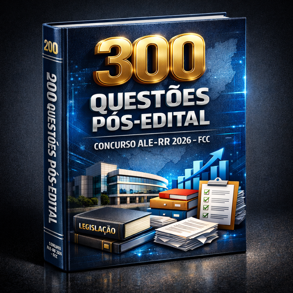 Concurso Assembleia Legislativa de Roraima ALE-RR (2026) – 300 Questões Pós-Edital – Banca FCC – (Lei nº 14.133/2021: Nova Lei de Licitações e Contratos, Lei Geral de Proteção de Dados Pessoais – LGPD e Lei Complementar Estadual nº 373/2026)