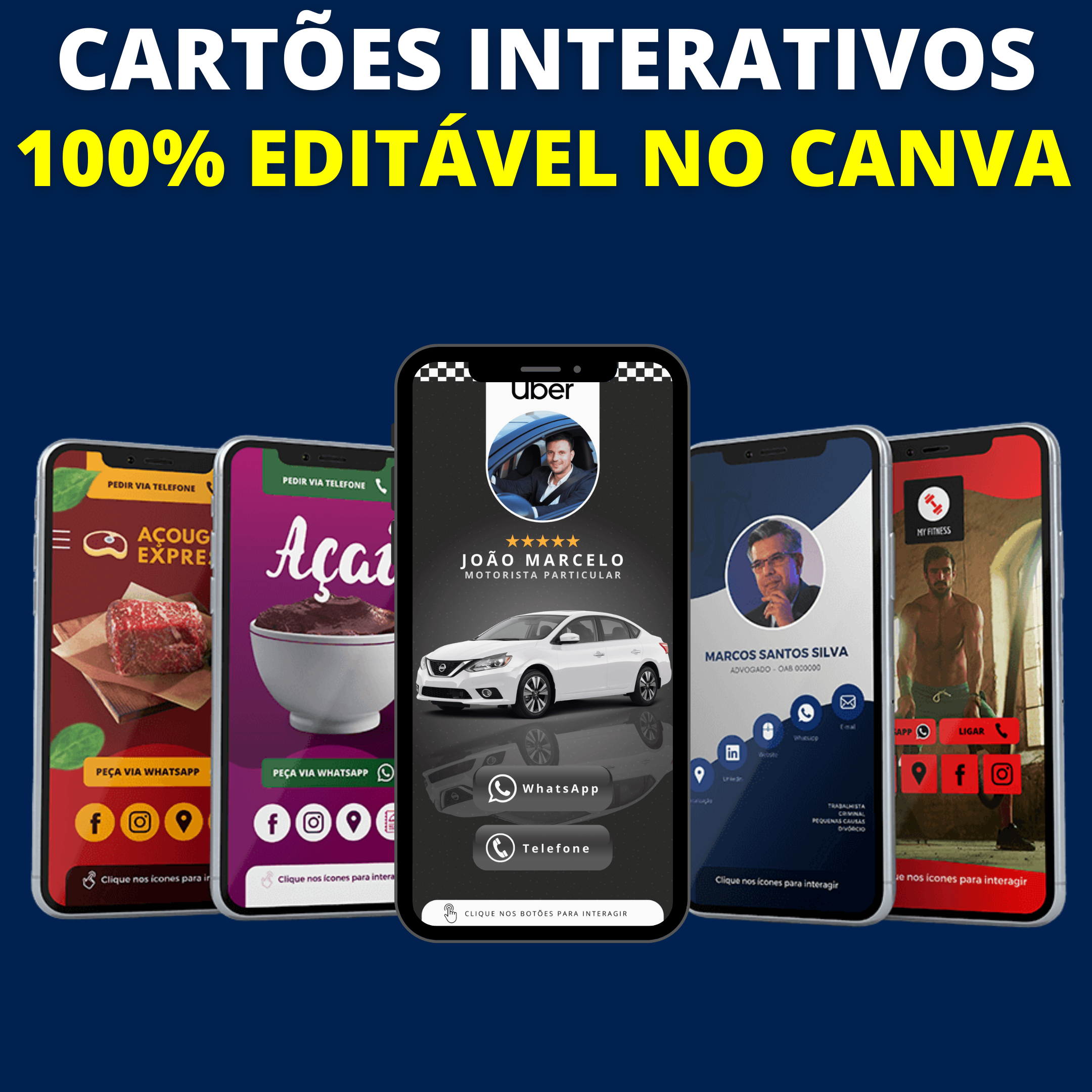 Pack de Cartões Interativos 100% Editáveis no Canva