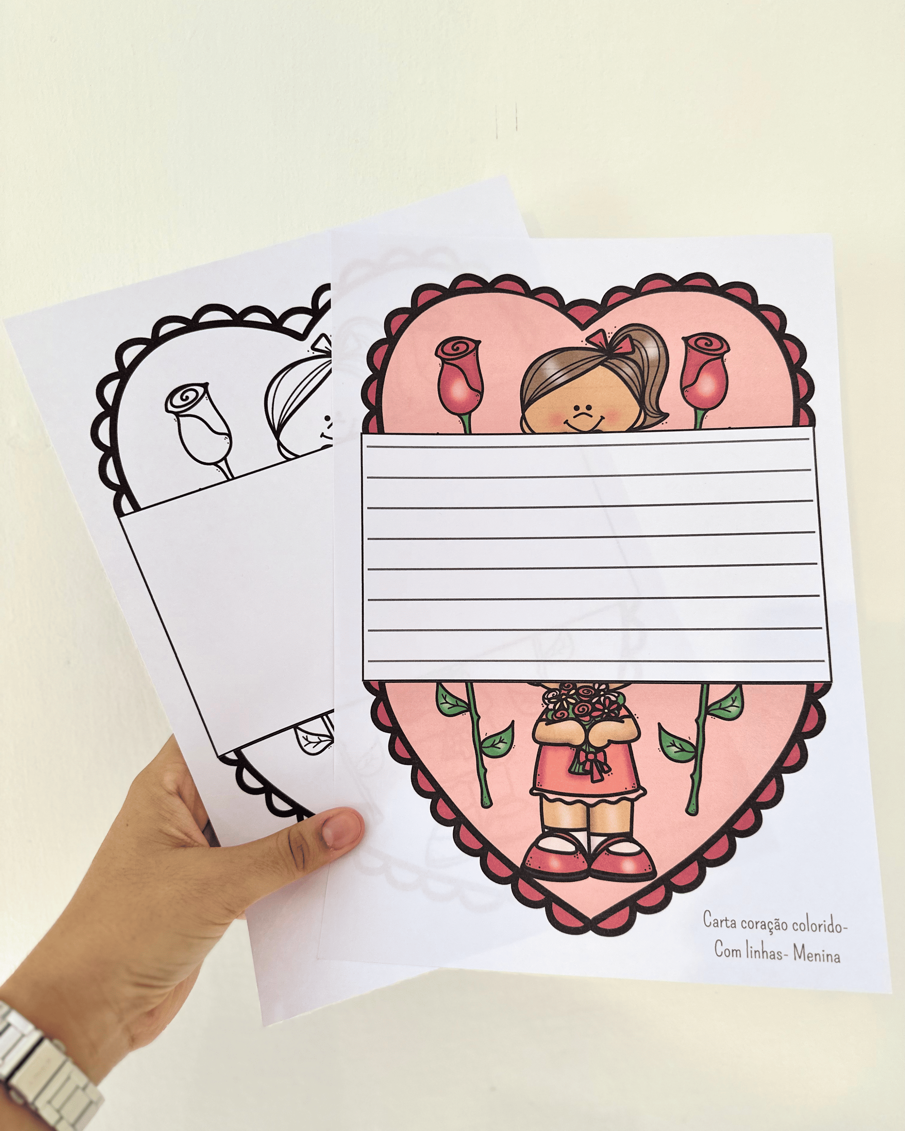Cartões Dia das Mães: Carta coração 👩👧🌹💌
