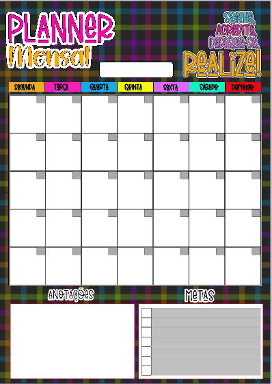 Planner Mensal Fácil de organizar sua rotina