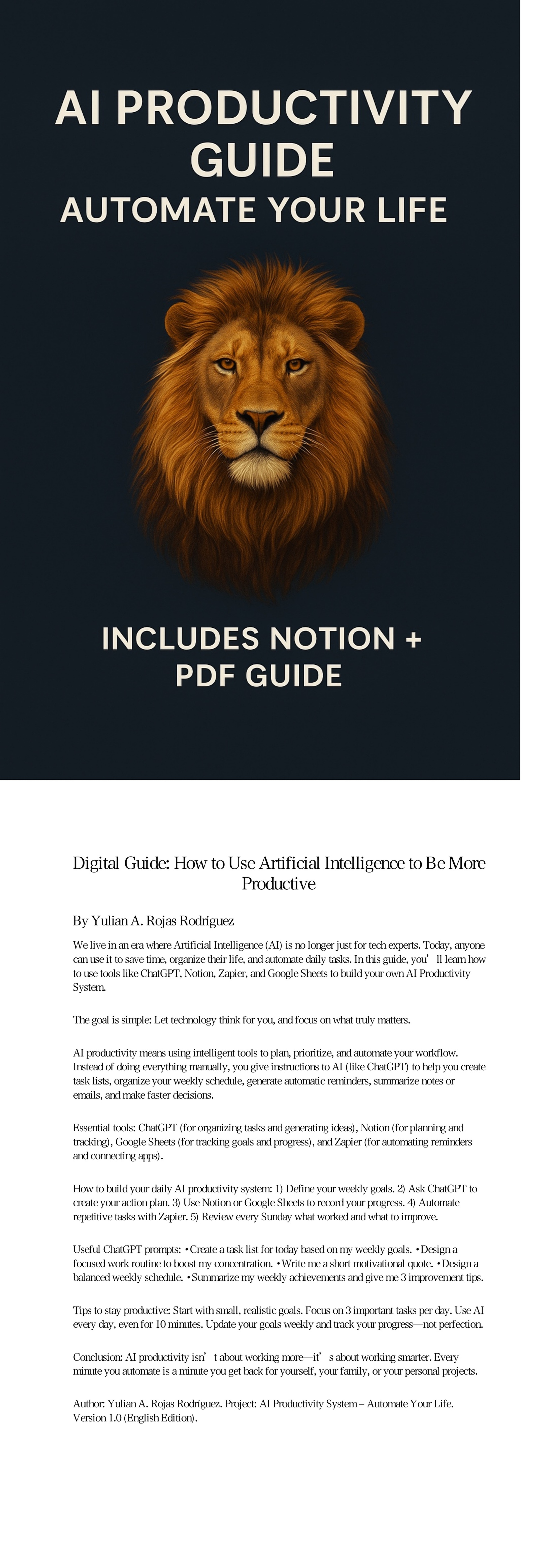 “AI Productivity System Digital PDF Guide for Smarter Work