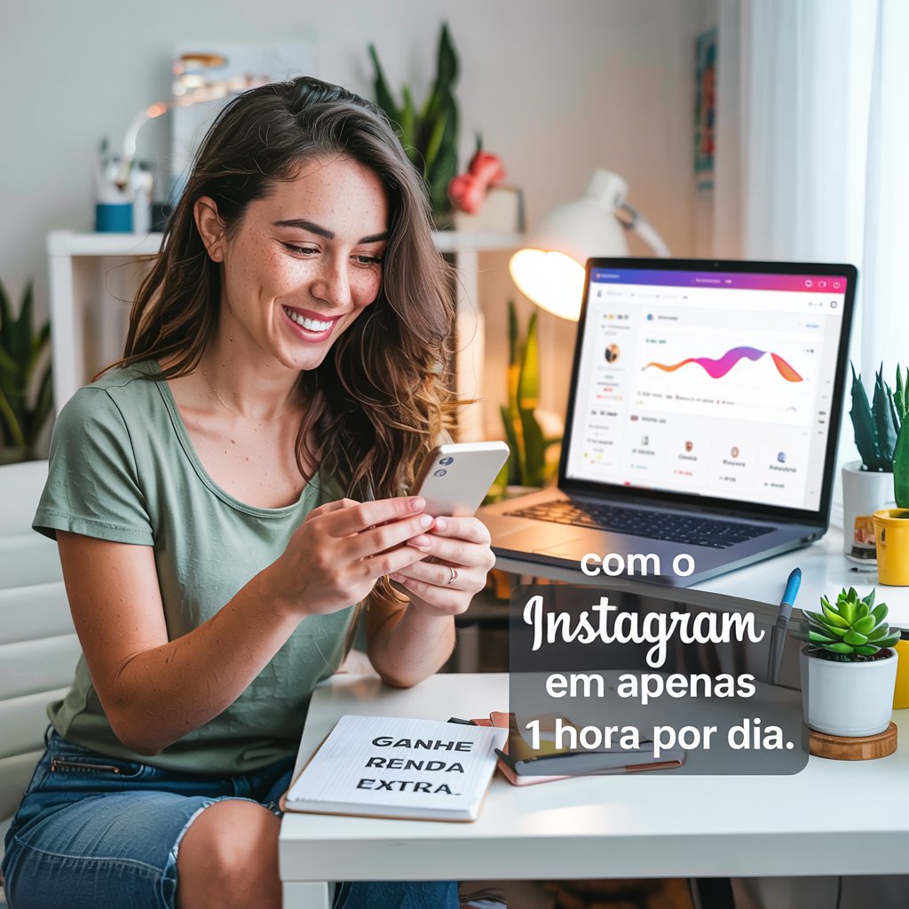 Imagem de capa para o Curso online Como Ganhar Renda Extra no Instagram com Apenas 1 Hora por Dia Subtítulo: 
