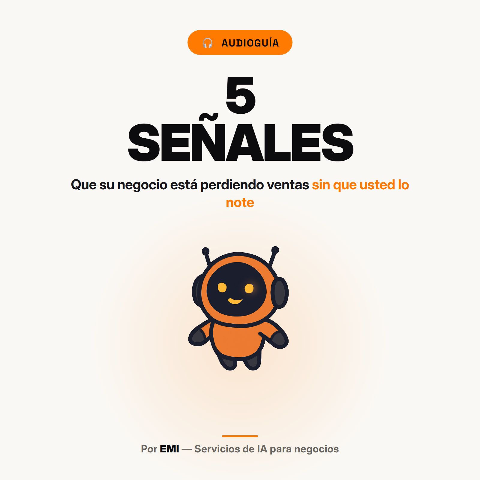 Portada de la audioguía y documento PDF 5 Señales de que su Negocio está Perdiendo Ventas