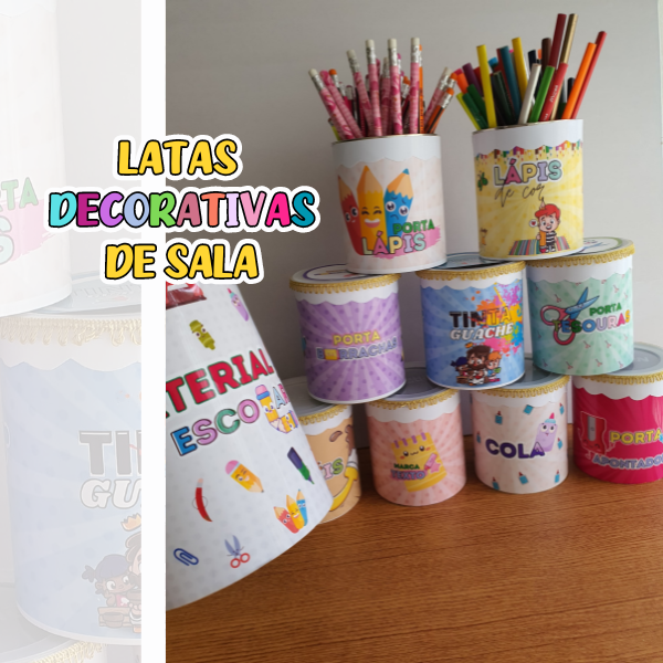 Kit de latas decorativas para sala de aula RECANTO DO SABER INFANTIL