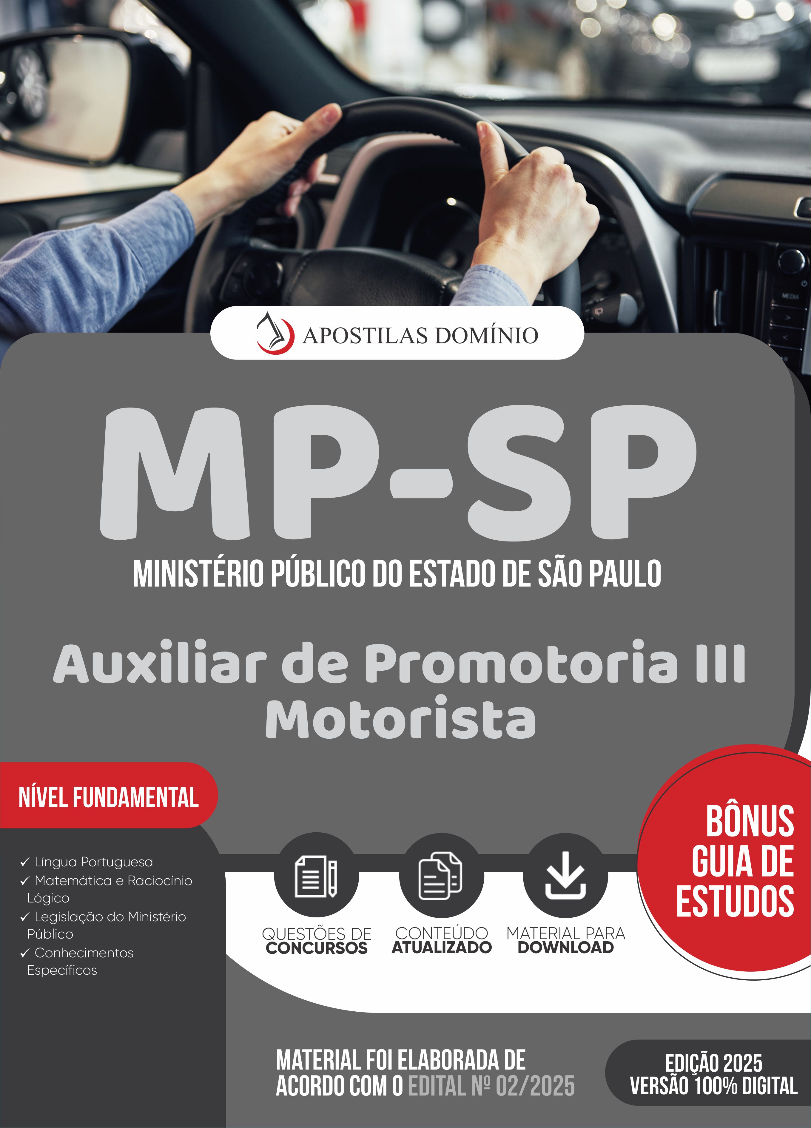 Apostila MP/SP 2025 - Auxiliar de Promotoria III - Motorista