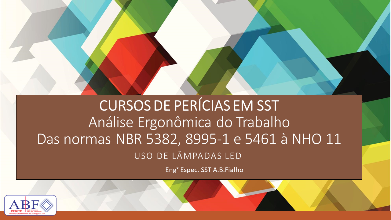 Curso de Perícias em SST - Análise Ergonômica do Trabalho - Das normas NBR 5382, 8995-1 e 5461 à NHO 11