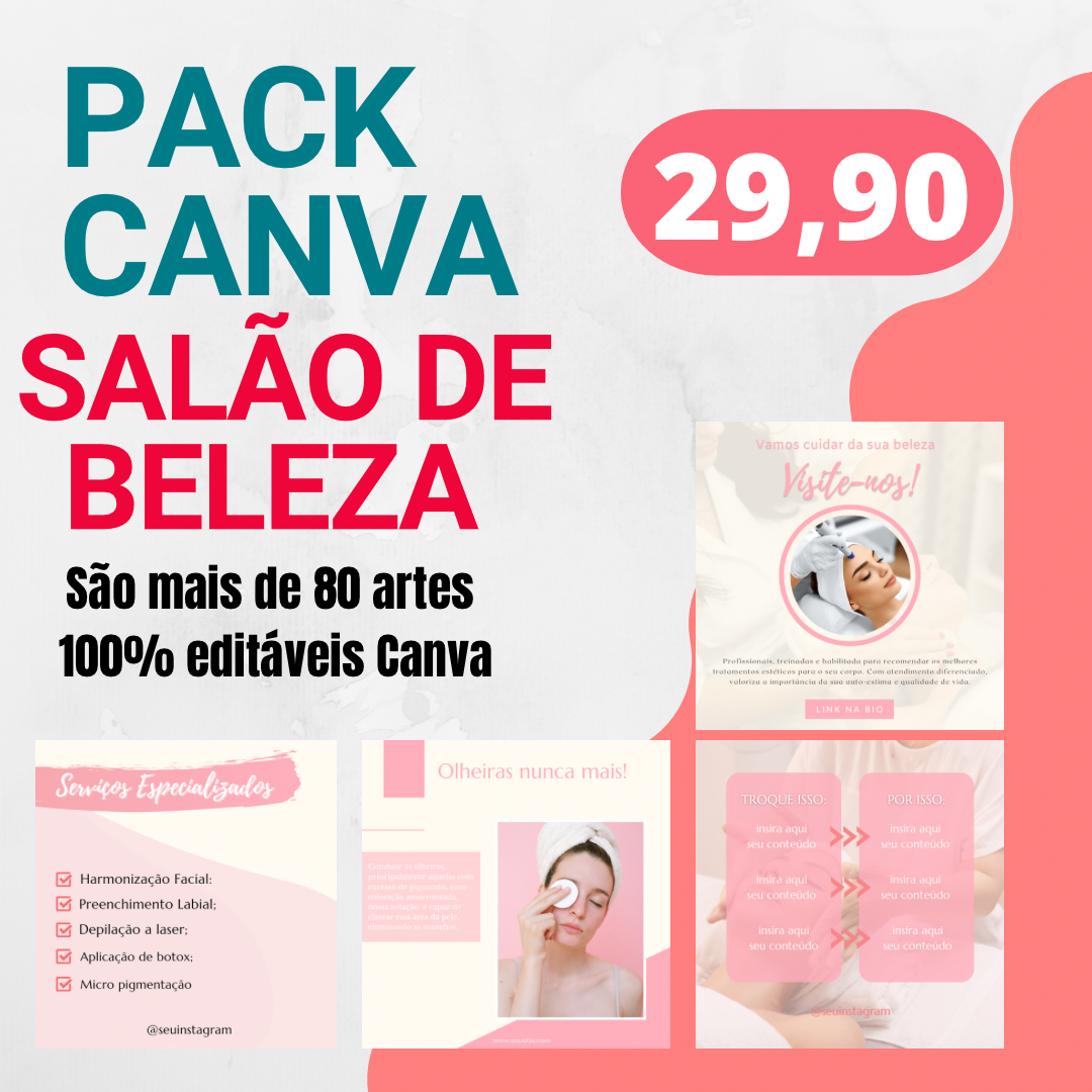 Imagem de capa para o Curso online PACK CANVA SALÃO DE BELEZA 