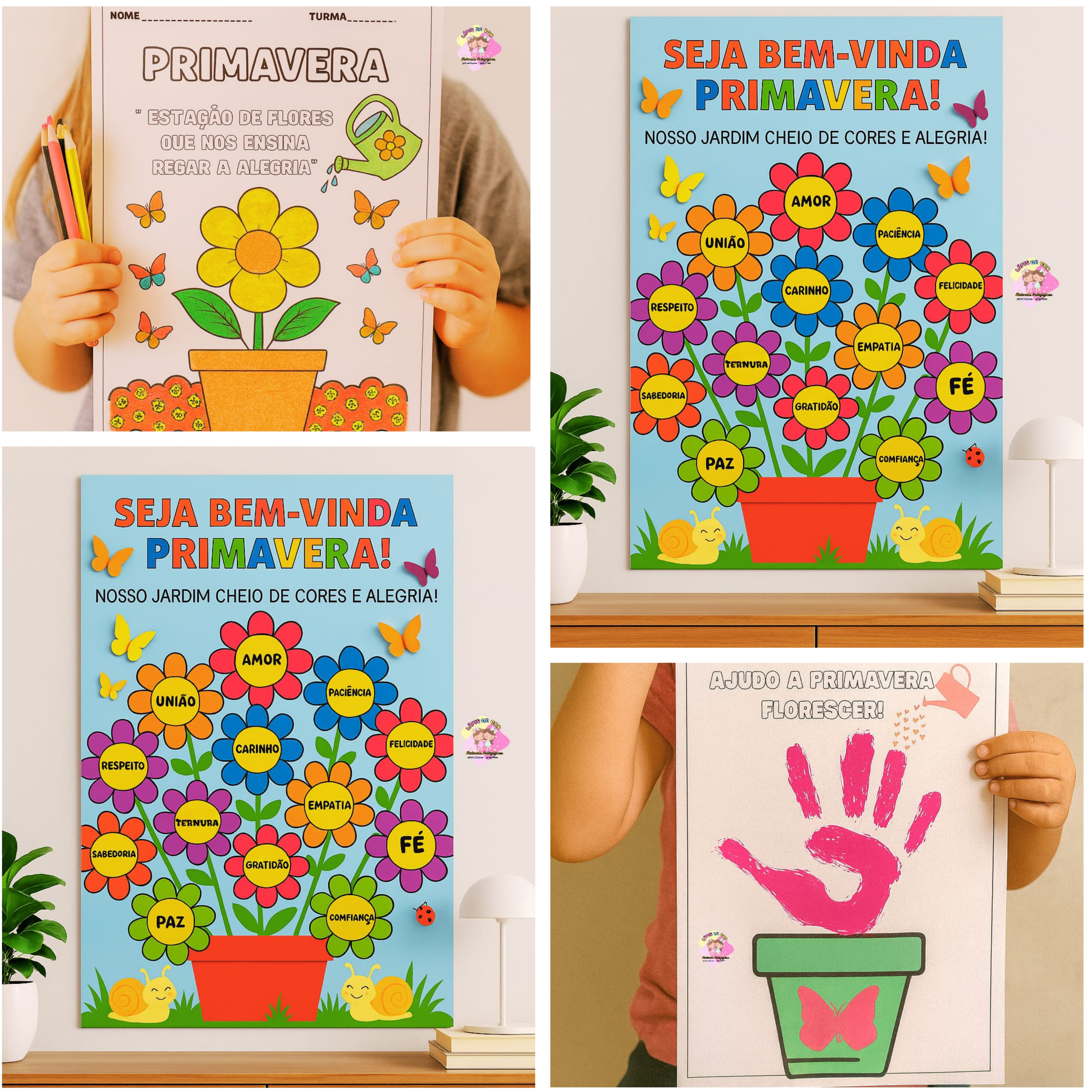 🌺Painel/cartaz primavera Bem-vinda primavera (vaso de flor) - Suel...
